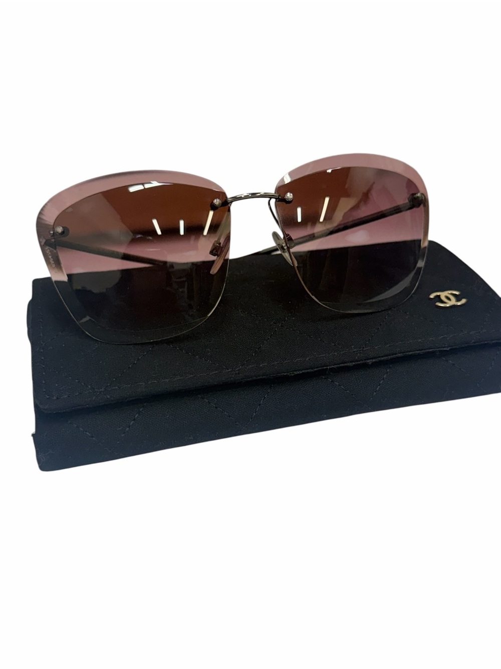 Authentic CHANEL 4221 Rimless Pink Gradient Sunglasses